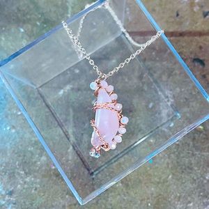 Rose Quartz Moon Necklace